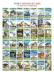 42 Double-Sided Cards For Children Reading Cognitive Dinosaur Animals: Patterns Do Not Repeat, Waterproof Paper Version, Collectible, Suitable For Children's Games