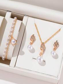 1 pièce Collier + 1 pièce Bracelet + 2 pièces Boucles d'oreilles Ensemble de bijoux, Décor de fleur de rose vintage en cristal, Collier, Bracelet, Boucle d'oreille de rose rouge/bleue élégante personnalisée, convient aux femmes