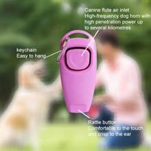 全新宠物训练响片套装，带彩色响片，训练响片适用于狗、猫、马、鸟、海豚、牛、山羊、兔子和其他宠物，宠物响片 + 口哨训练口哨带钥匙扣（浅蓝色、粉色、黑色）