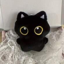 Porte-clés mignon en peluche de chat noir, petit animal en peluche de chat super adorable, chaîne de perles aléatoire, meilleur cadeau pour les filles