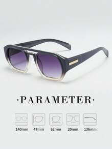 1pc Men's Retro Double Bridge Frame High-Quality Luxury Minimalist Fashion Glasses (Suitable For Driving, Travel, Casual, Outdoor Sports, Daily Use) For Summer Beach Vacation,Outdoor,Travel
