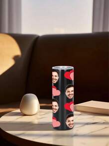 1 pieza Botella de agua personalizada de 600ml/20oz, taza personalizada con foto, taza de café de carro, taza recta portátil. Taza personalizada resistente al calor. Regalo para familia, amigos, parejas. San Valentín, Año Nuevo, Vacaciones, Regalos de Boda.