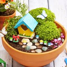 48pcs Fairy Garden Accessories, Fairy Welcome Garden Set, Mini Fairy Garden Decor, Christmas Decoration Fairy Garden Potted Plants Desktop Decor (Random Color)