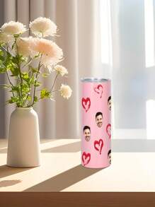 1 pieza Botella de agua personalizada de 600ml/20oz, taza personalizada con foto, taza de café de carro, taza recta portátil. Taza personalizada resistente al calor. Regalo para familia, amigos, parejas. San Valentín, Año Nuevo, Vacaciones, Regalos de Boda.