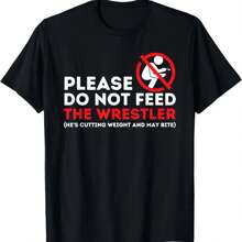 Men T Shirts Please Do Not Feed This Wrestler Funny Wrestling T-Shirt Cotton Retro Street Fashion Short Sleeve Men Clothing Tops - Black - View 1