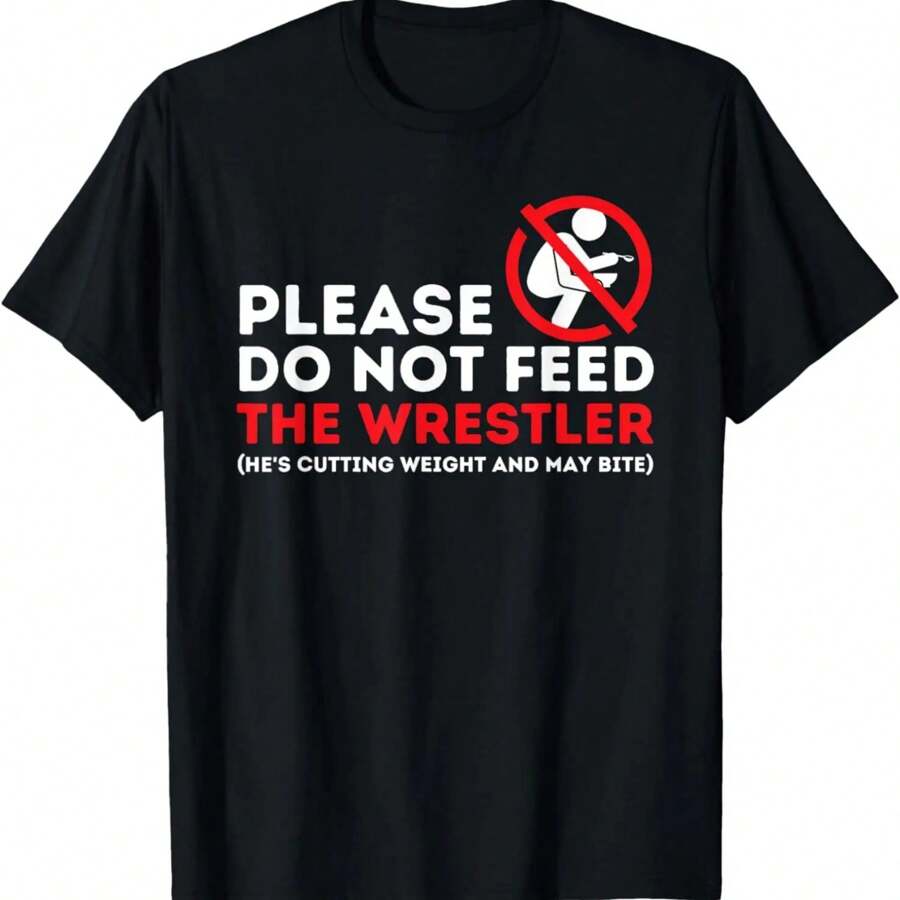 Men T Shirts Please Do Not Feed This Wrestler Funny Wrestling T-Shirt Cotton Retro Street Fashion Short Sleeve Men Clothing Tops - Black - View 1