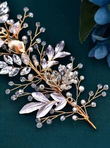 1 pièce Bandeau de mariée en alliage incrusté de strass, accessoire pour cheveux de mariage de luxe