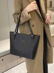 Fashion Solid Color Large Capacity Shoulder Tote Bag