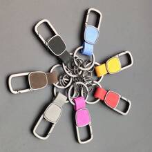 Customizable Engraving Matte Cowhide Genuine Leather Cross-Border DIY Keychain Pendant, Zinc Alloy Car Accessory