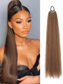 24-Inch Ponytail Hair Extensions, Multi-Functional Elastic Band, Heat Resistant, Long Straight DIY Wrap-Around Synthetic Wig For Women. - Multicolor - View 15