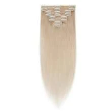 Blonde 8PCS With 18Clips Straight Clip In Human Hair Extensions Real Natural Virgin Remy Human Hair Extensions Clip Ins For Women Daily Use Easy To Wear Clip Ins Hair Extentions Long 10-24Inch - 香檳色 - 查看 2