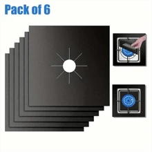 6pcs Reusable Gas Stove Burner Covers, 0.12mm Thick, Non-Stick, Easy To Clean Kitchen Cooking Pad Household Supplies