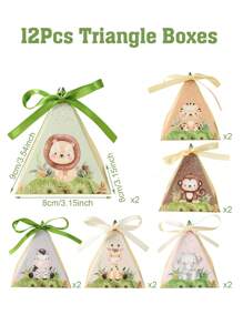 12 hộp quà mini hình tam giác chủ đề động vật rừng kèm ruy băng, quà sinh nhật chủ đề động vật rừng hỗn hợp, trang trí tiệc, hộp đựng sô cô la quà tặng tự làm cho tiệc mừng em bé (kèm ruy băng), đồ dùng đóng gói quà tặng cho các sự kiện ngày lễ, quà tặng nhỏ cho bữa tiệc. - Động vật hỗn hợp - Xem 9