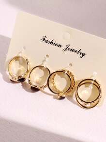 Set de 6 piezas de anillos geométricos de tamaño grande con gemas coloridas, elegantes y lujosos para mujeres