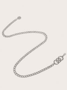 1pc Women Retro Minimalist Elegant Sexy Waist Chain, Three Circle Connected Decorative Chain Waistband, Suitable For Dresses, S, Casual Wear, Parties, Holiday, Weddings, Music Festivals, Birthday, Valentine's Day Gift For Friends, Family, Girlfriend Summer, School Fall, Autumn, Halloween - Silver - View 4