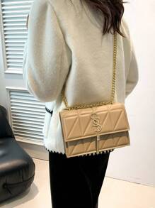Fashion Versatile Textured Chain Strap Crossbody Bag