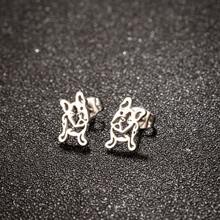 1 Pair Of Stainless Steel French Bulldog Dog Earrings, Novelty Anime Jewelry Loose Pet Fashion Jewelry Gift For Women, Wedding/Anniversary