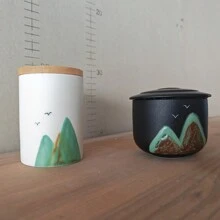 وعاء خزفي محمول صغير السعة لتخزين أوراق الشاي 160مل، وعاء تخزين أوراق الشاي، حاوية محكمة الإغلاق للفول القهوة