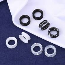 2 Stücke Silikon Ohrtunnel flexible Ohrplugs Stretcher Expander doppelt geflanscht Flesh Ohrpiercing Schmuck für Frauen und Männer