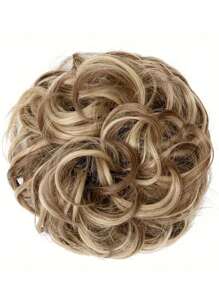 凌乱发髻假发，凌乱假发发片，弹力头带，卷发发髻凌乱发束 5 英寸波浪卷曲合成纤维适合日常佩戴 - 彩色 - 查看 17