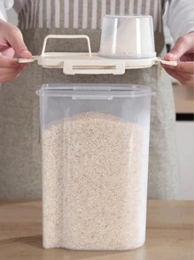 1pc Rice Bucket Storage Canister, Moisture-Proof And Insect-Proof Rice Container, Flour Barrel, Red Bean, Mung Bean, Coffee Bean Cans, Portable Pound Scale Storage Cans, Household Kitchen Rice Storage Box, Grain And Miscellaneous Grain Storage Box