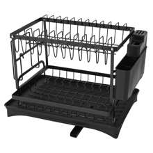 2-Tier Dish Drainer Dish Storage Rack - 黑色 - 查看 6