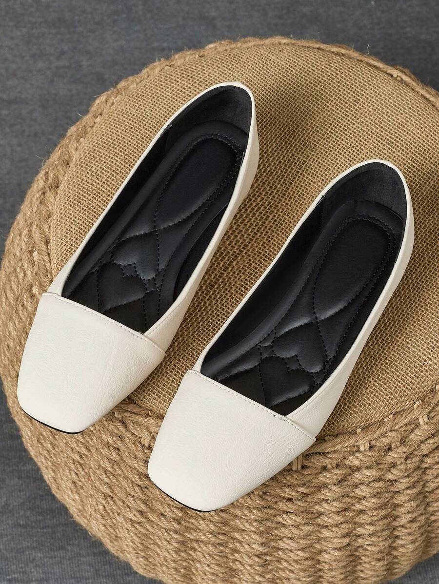 WHDXY 女士软底方头平底鞋，舒适防滑一脚蹬鞋黑色工作办公鞋，酒红色复古玛丽珍鞋，春秋季