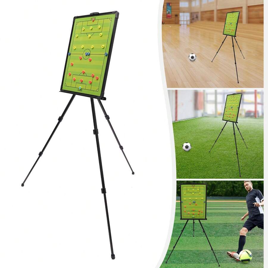 Rainaut Portable Stainless Steel Tactical Display Magnetic Board, Triangle Bracket Stand Coaching Board, Football Tactical Board , 60*45cm/23.6*17.7in - Green + Black - View 1