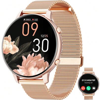 1,39" Pantalla HD redonda, Batería de 210mAh, Reloj inteligente para mujeres, Adecuado para regalar a mamá, Con funciones de llamada (responder/marcar), Reproductor de voz/música de IA/Seguimiento de actividad física, También adecuado para el seguimiento de actividades de mujeres, Reloj inteligente para hombres, Múltiples modos deportivos, Compatible con Android e iOS
