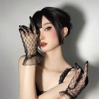 Nuevos guantes de encaje para adultos, blanco para vestido de novia y boda, también disponible en negro, puños con manga estilo Lolita para actuaciones, estilo japonés lindo