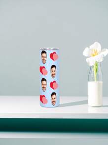 1 pieza Botella de agua personalizada de 600ml/20oz, taza personalizada con foto, taza de café de carro, taza recta portátil. Taza personalizada resistente al calor. Regalo para familia, amigos, parejas. San Valentín, Año Nuevo, Vacaciones, Regalos de Boda.