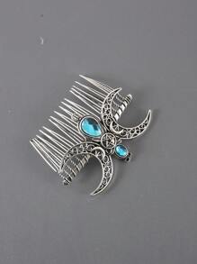 1件复古金属日月宫廷图腾波西米亚锌合金发夹发髻器发饰，四季皆宜，发髻发饰，发型发夹，发饰，头部饰品 - 彩色 - 查看 17