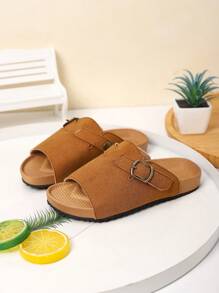 Girls' Minimalist Fashion Flat Sandals, Soft Bottom Outdoor Beach Open Toe Beach Sandals, Spring & Summer