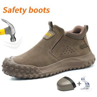 Safety Shoes For Men Welding Welder Work Safety Boots Construction Steel Toe Cap Protective Anti-Smash Male Slip-On Indestructible Shoes