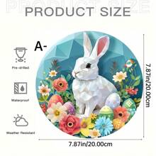 1 件复活节兔子亚克力墙标 - 圆形门挂饰，带有花朵和鸡蛋设计 - 户外复活节花环装饰、最佳复活节礼物、复活节饰品、节日装饰品 - 亞克力-圓 - 查看 14