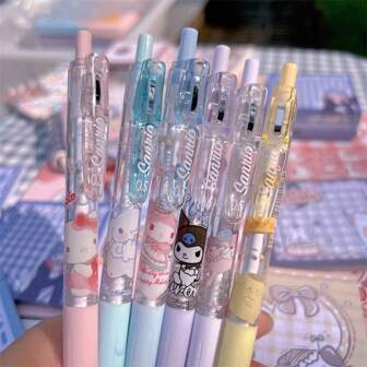 Sanrio 6 paquetes de Sanrio Edición Limitada Elegante Clip de Cebra Cabeza ST de Alta Calidad Limitada Kulomi Cinnamoroll Bolígrafo de Gel Negro Patrón de Dibujos Animados Atractivo Simple 0.5mm 'Bolígrafo de Gel Negro) Artículos Escolares Esenciales Útiles de Escritura Edición Limitada ¡Temporada de Regreso a Clases!