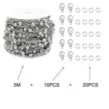 5mete Light Gold Cable Chain For Jewelry Making DIY Chain Roll Satellite Bead Necklace Chain Bulk With Jump Rings And Lobster Clasps - Multicolor - View 12