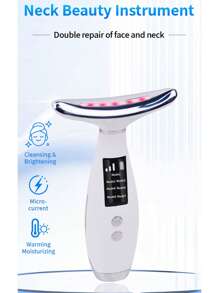 7 Color Led Face Facial Lifting Device Neck Massager For Skin Care Routine At Home, Easy To Use - White - View 3