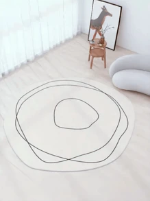A Luxury Imitation Cashmere Round Rug, Soft And Fluffy, Suitable For Living Room And Bedroom Decoration, Non-Slip, Striped Design Rug