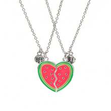 2Pcs/Set Sweet Summer Watermelon Pendant Best Friend Necklace For Girls Fashion Friendship Gifts