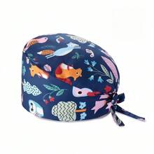1 pieza Gorra de trabajo con estampado digital para mujeres/Gorra de enfermera, antibacteriana y antipolvo, adecuada para enfermeras, profesionales de belleza, amas de casa y personal de limpieza en instituciones médicas