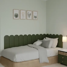 Kit Of 15 Cloud Headboards Upholstered Box Bed Modular Board 45x20 In L - Army Green - View 1