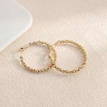 1 件不锈钢编织波西米亚风格 C 形环状耳环，优雅、百搭、时尚