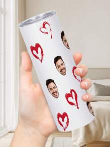 1 pieza Botella de agua personalizada de 600ml/20oz, taza personalizada con foto, taza de café de carro, taza recta portátil. Taza personalizada resistente al calor. Regalo para familia, amigos, parejas. San Valentín, Año Nuevo, Vacaciones, Regalos de Boda.