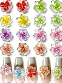 10/20/30/50/100Pcs Luminous Ice Flowers Nail Charms, Translucent 3D Resin Floral Petals For Nail Art Design, Non-Scented Nail Jewels Decorations Nail Supplies Nails Nail Gems - Multicolor - View 1