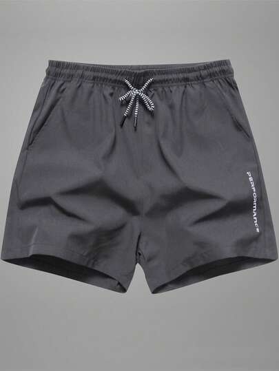 1 pieza Pantalones cortos deportivos con cordón para hombre, pantalones 3/4 transpirables para trotar con bolsillos e impresos reflectantes, adecuados para entrenamiento diario y actividades al aire libre