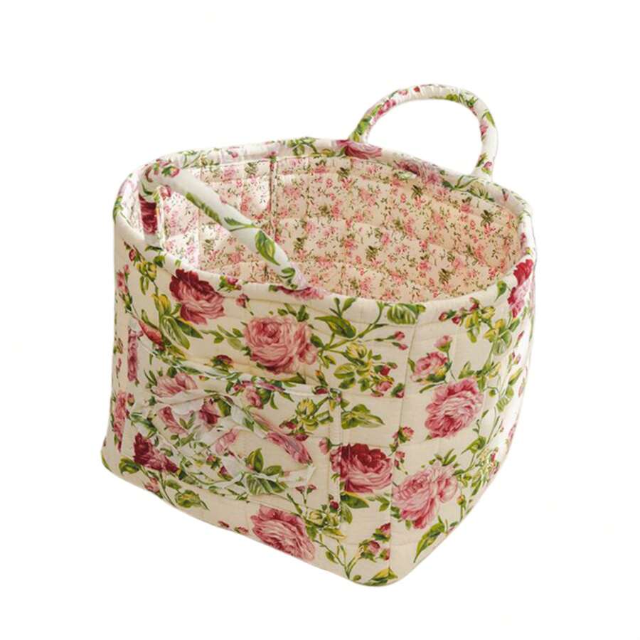 Large Capacity Fabric Storage Baskets Laundry Baskets with Easy Carry Handles Laundry Hampers - Blanco - Ver 1