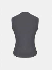 XLLAIS Crew Neck Sleeveless Solid Color Undershirt, Double-Layer Stretchy Slim Fit T-Shirt Casual Summer - Dark Grey - View 5