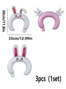 3/9pcs Easter Bunny Ears & Carrot Headband Balloons Set - Assorted Colors, Perfect For Spring Parties & Birthdays