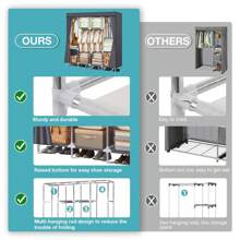 HONEIER Closet Organizer, 25mm Steel Tube Wardrobe Closet With 4 Hanging Rod, 69*67 Inch Large Size Portable Closet, Heavy Duty Clothes Storage Organizer Clothes Rack With Cover